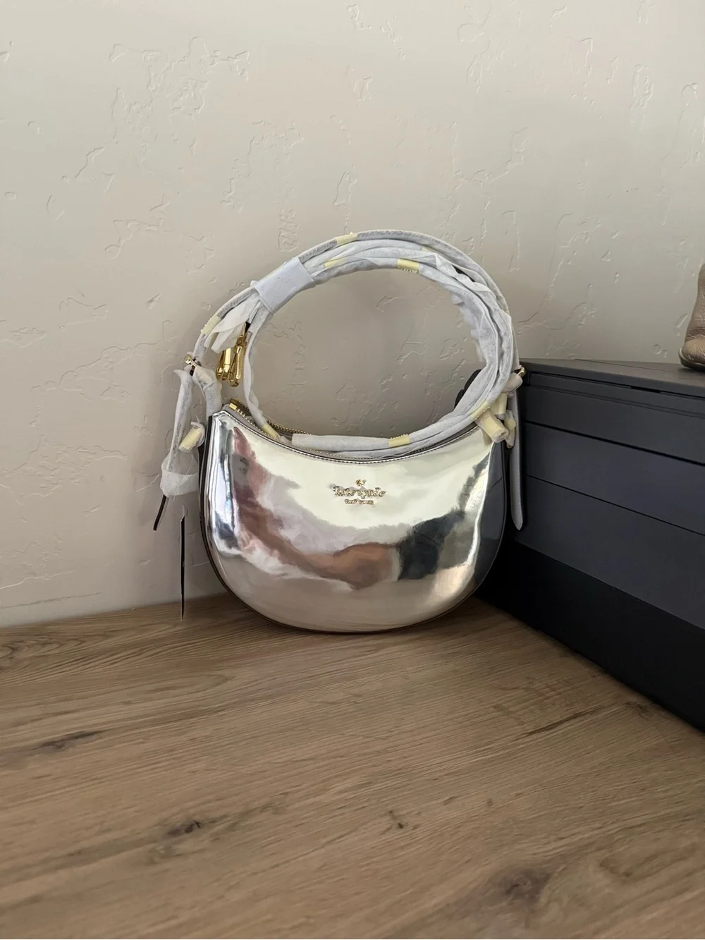 kate spade Iridescent Metallic Shoulder Bag in Silver